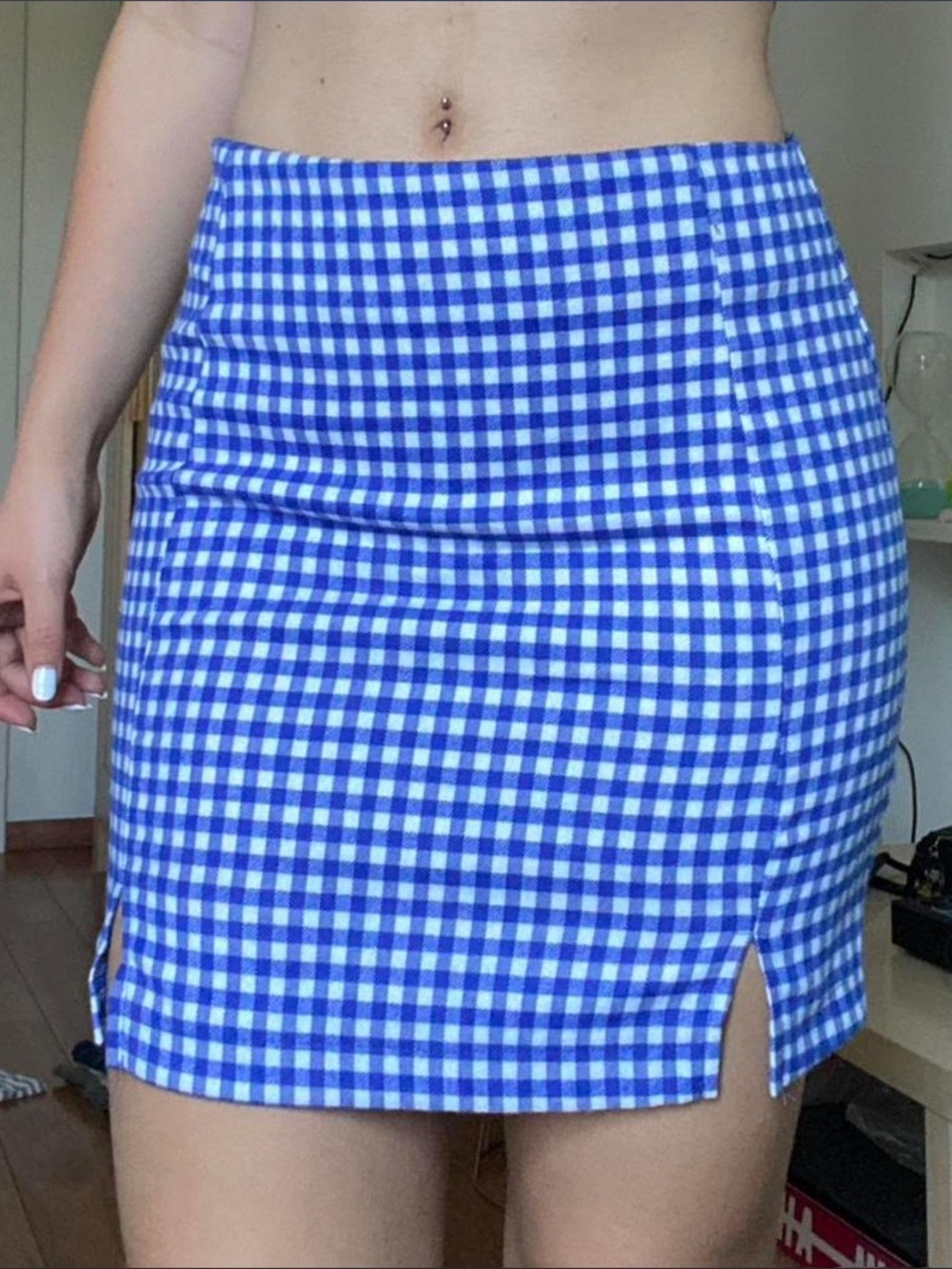 Blue & White Gingham Checkered Skirt size 3